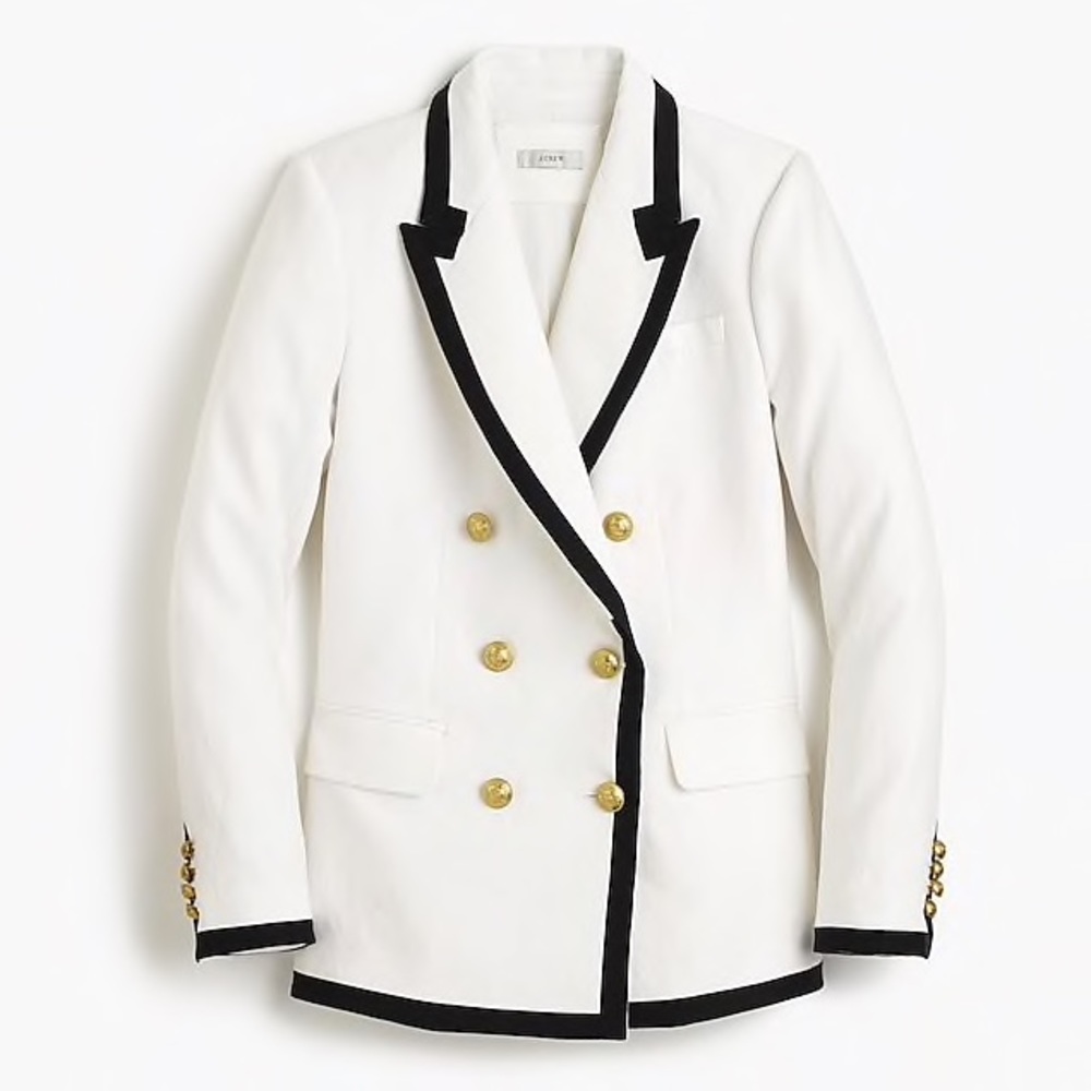 J. Crew Tipped white linen blazer size 2 NWT!
